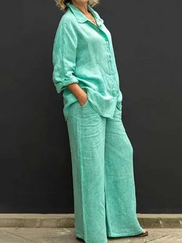 Commuting style shirt top trouser leg pants suit