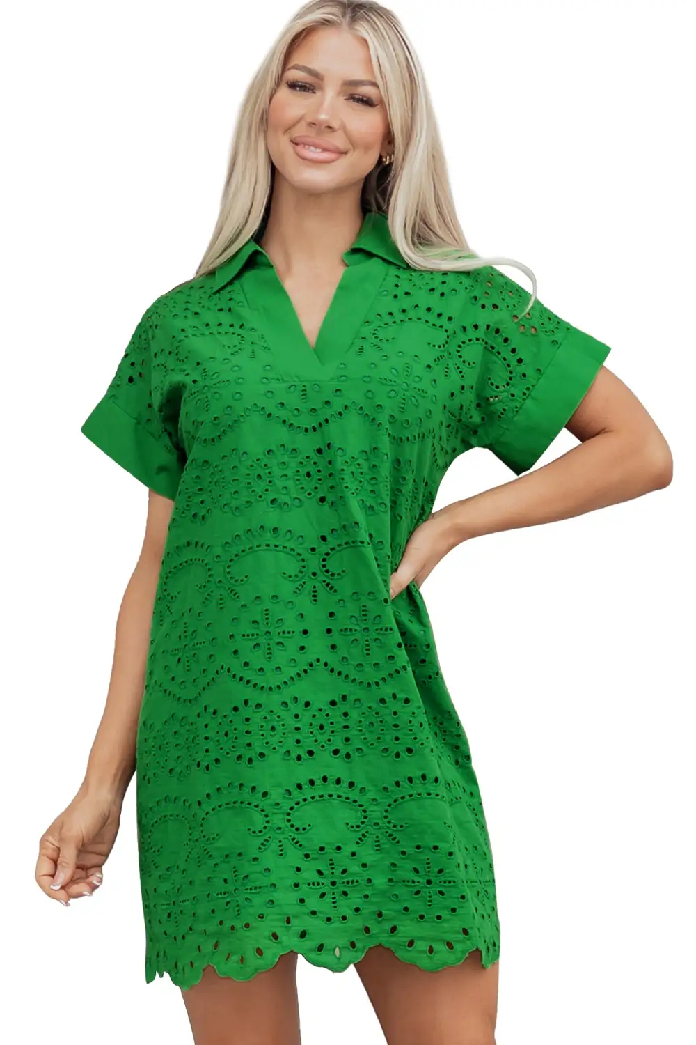 Embroidered Eyelet Mini Dress