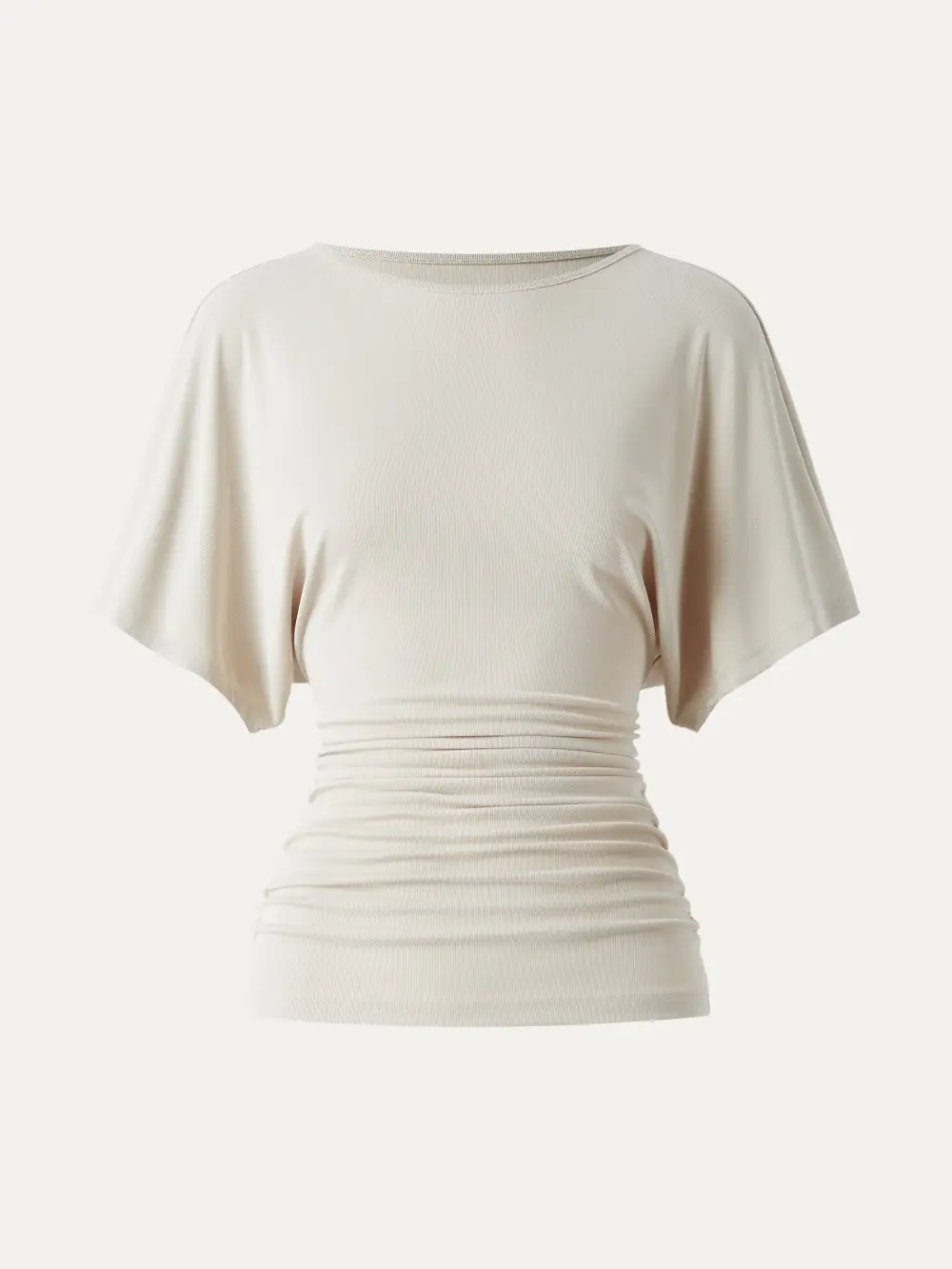 Boatneck Batwing Sleeve Side Ruched Top
