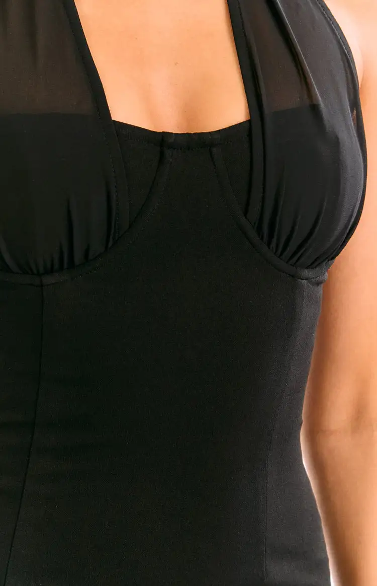 Halter Neck Chiffon Corset Mini Dress