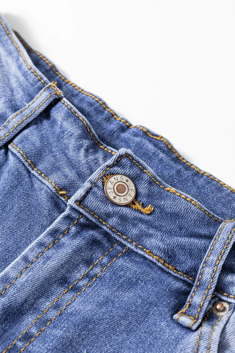 Mid Rise Straight Leg Distressed Denim Jeans