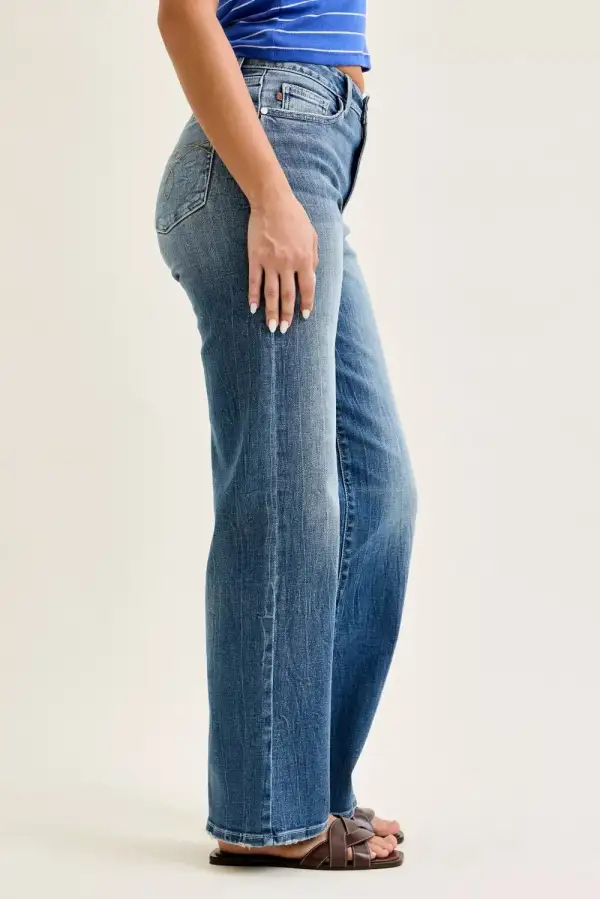 Mid Rise Straight Leg Jeans