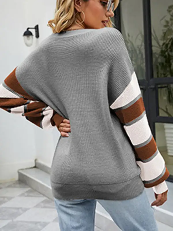 Everyday Women's Striped V-Neck Relaxed Sweater