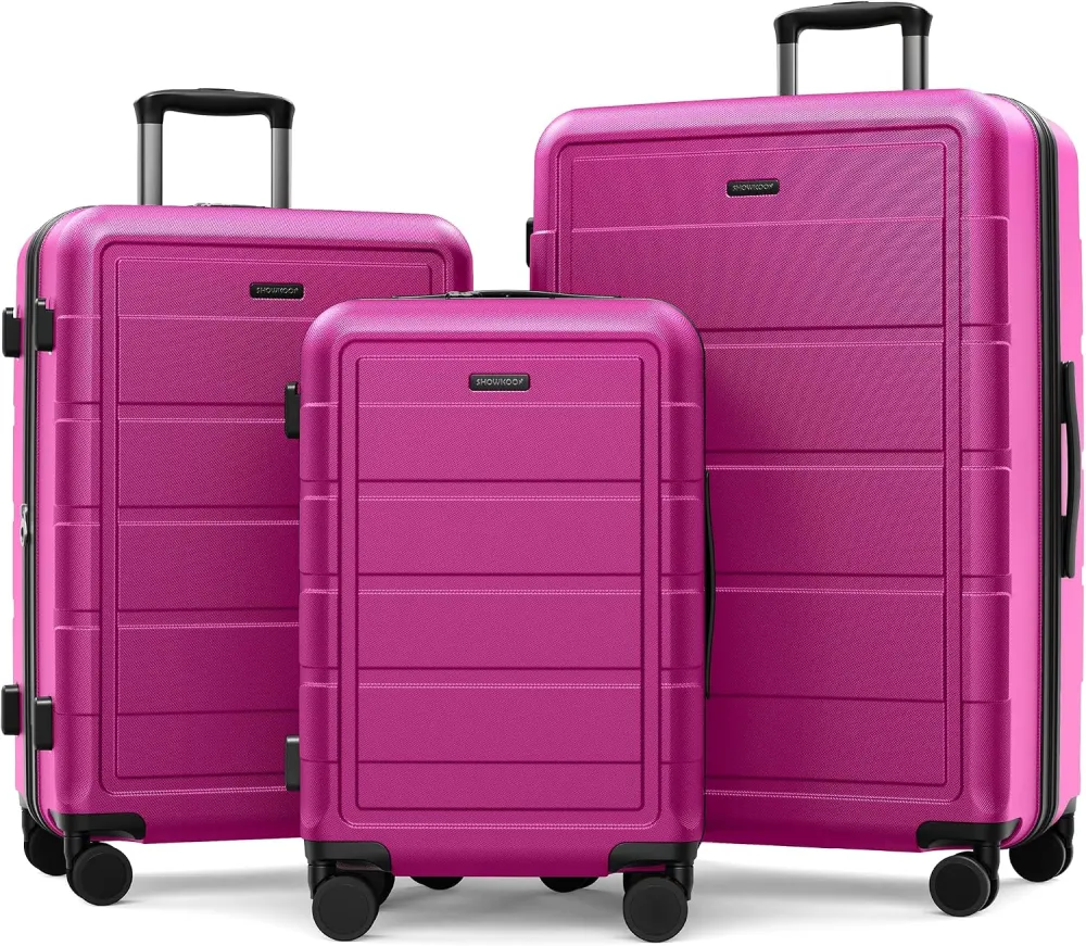 SHOWKOO G-Series Luggage set 3pcs, 100% PC Durable Hardshell Suitcase