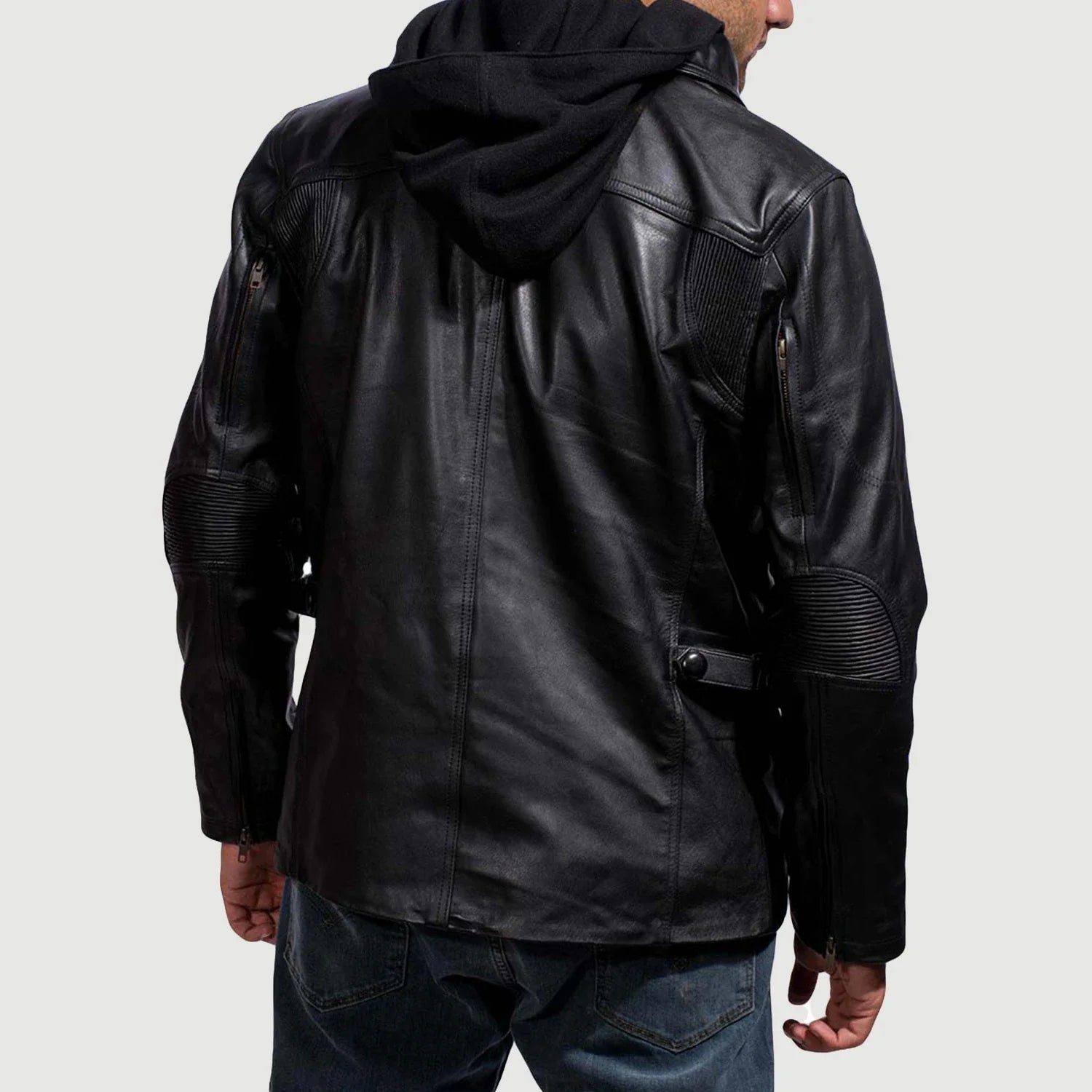 Men's Structured Hooded Leather Jacket