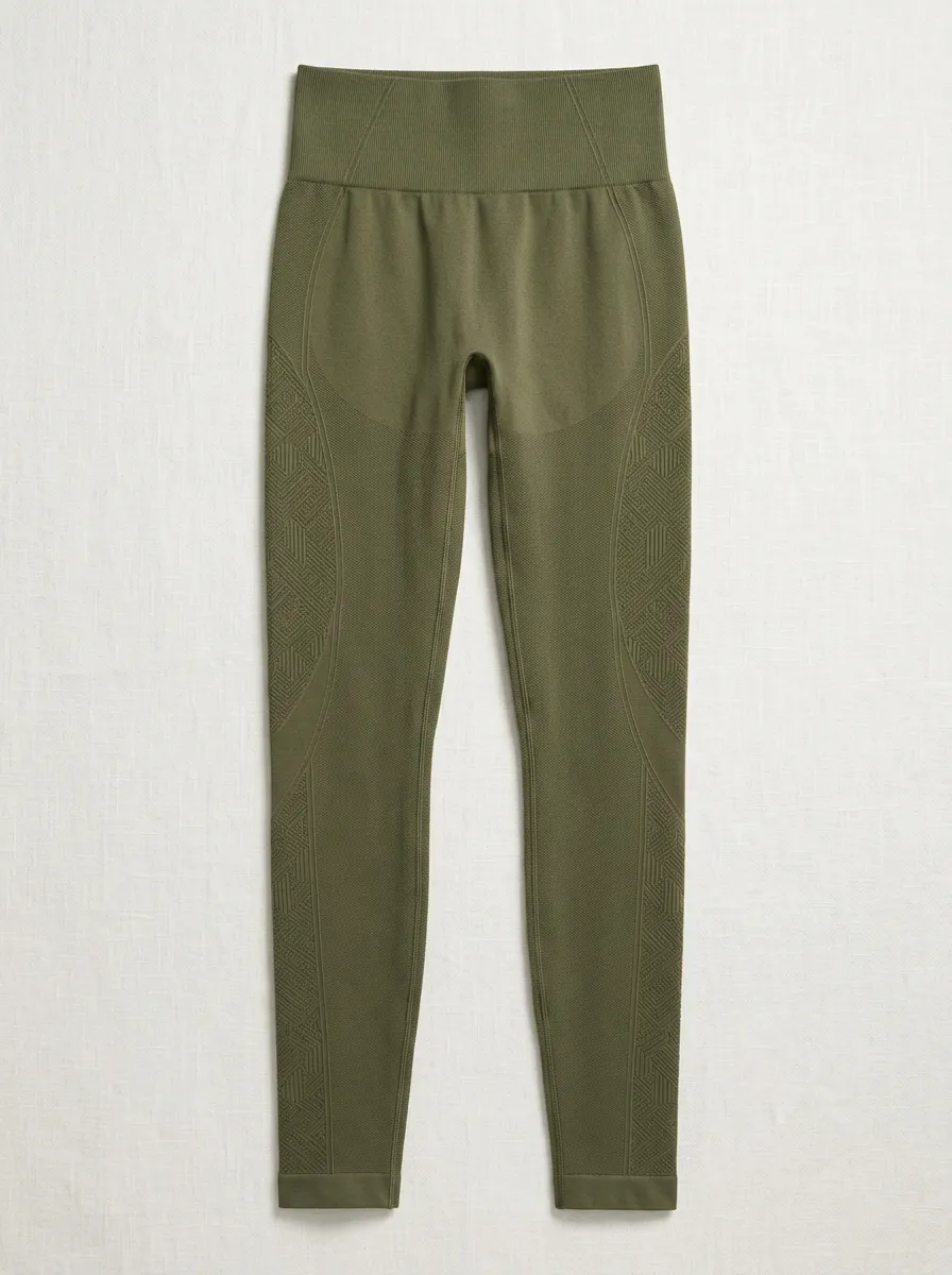 Women's Fitness Olive Green Geometric Pattern Printed Leggings