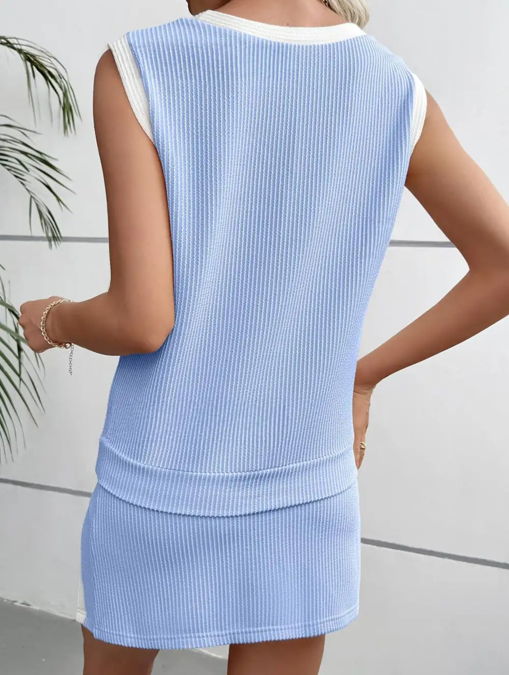 Block Slit Sport Tank Top Set