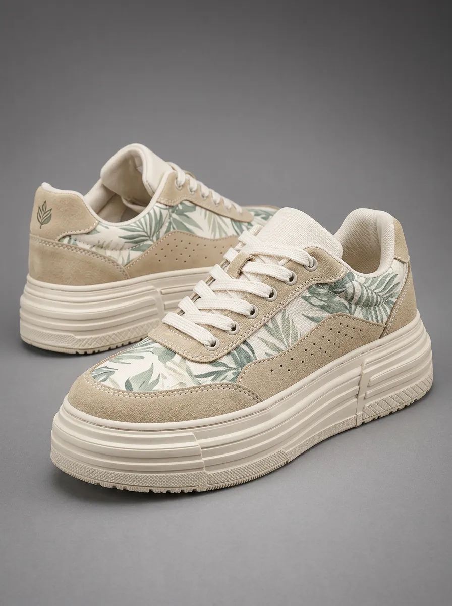 Men's Tropical Leaf Patterned Skate Shoes