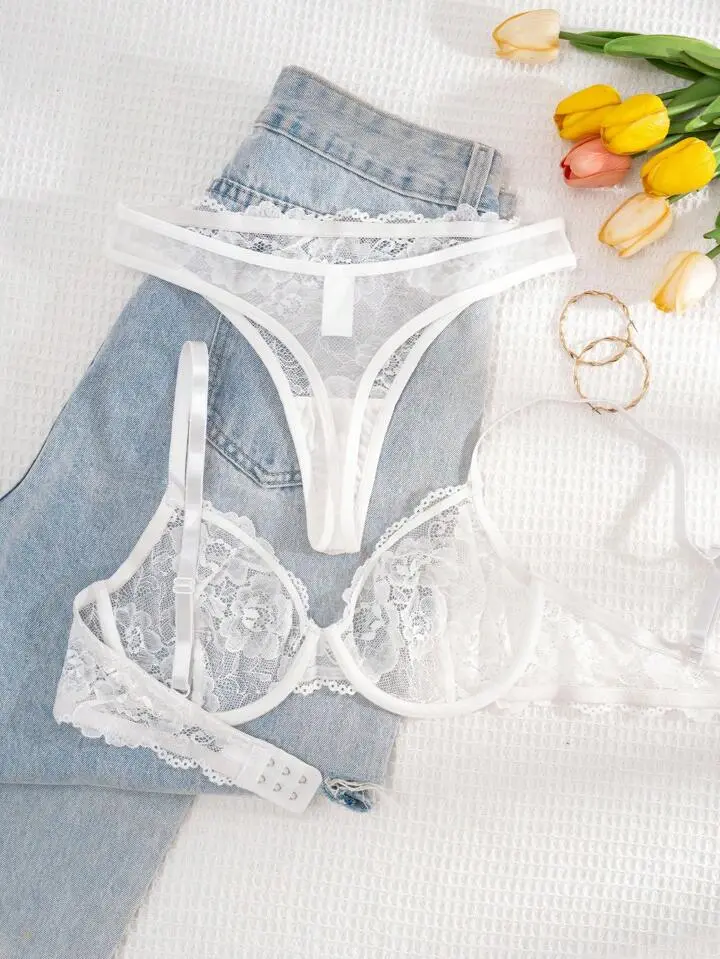 Delicate Lace Sheer Bra And Panty Set