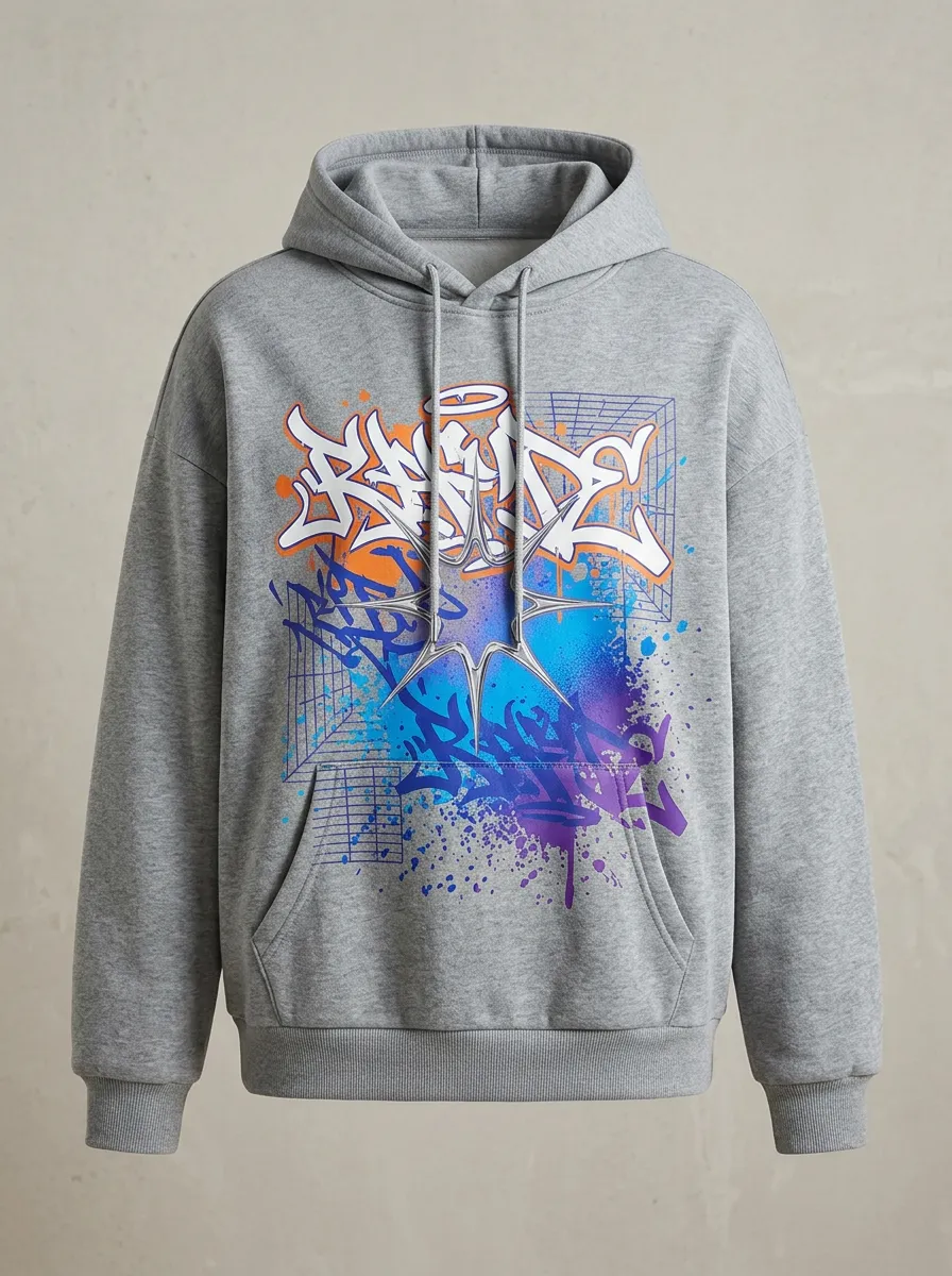 Unisex Streetwear Graffiti Star Graphic Hoodie