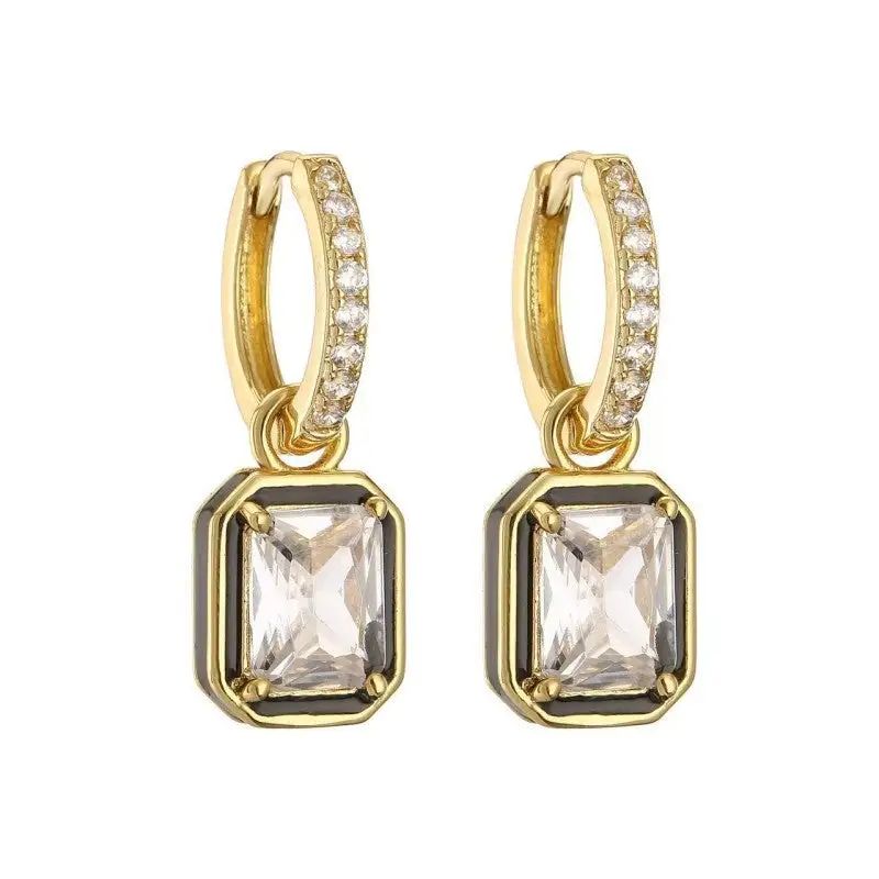 namel merald Cut Crystal Huggie