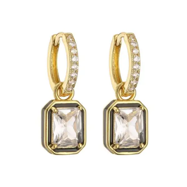 namel merald Cut Crystal Huggie