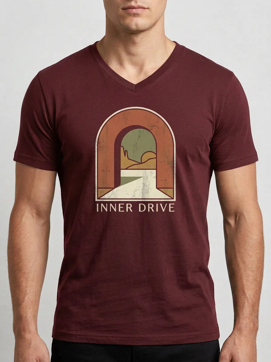 Men's Inner Drive Desert Arch Graphic Printed V-Neck T-Shirt
