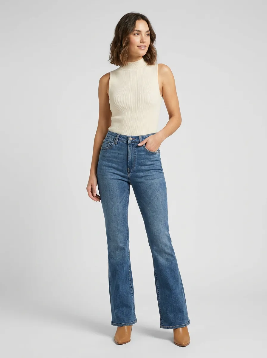 Classic Stretch Women's High-Waist Stretch Flare Jeans