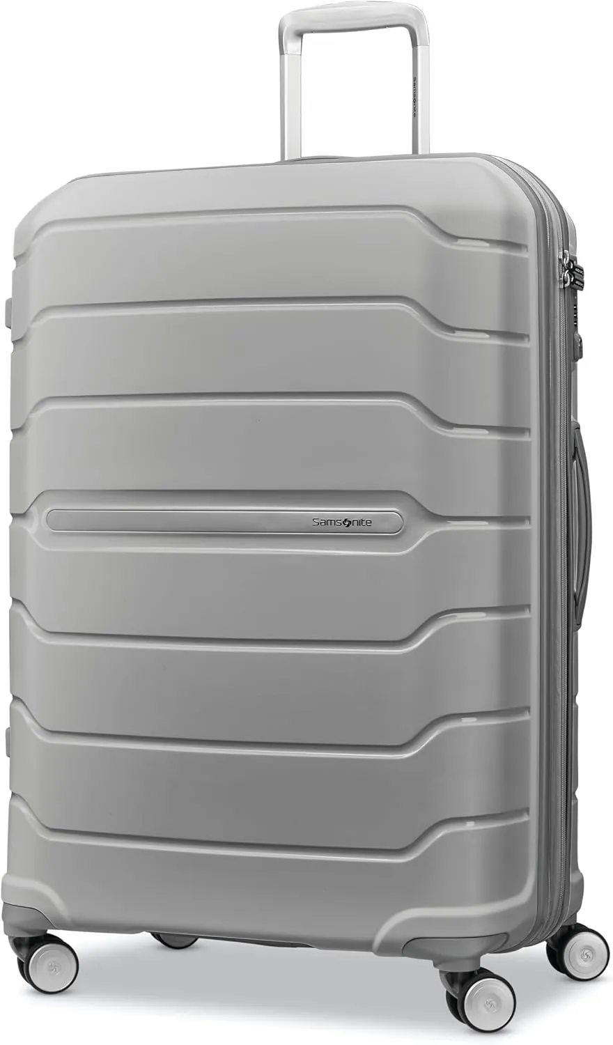 Samsonite Freeform Hardside Carry-On Luggage with Spinner Wheels - Hardshell Suitcase - TSA, Airline-Approved - Expandable Hard Shell, Smooth Rolling Wheels for Lightweight Travel - White/Grey