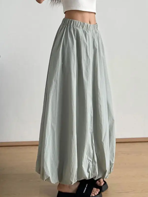 Elastic Waist Bubble Hem Skirt