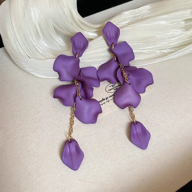Vintage Rose Tassel Drop Earrings