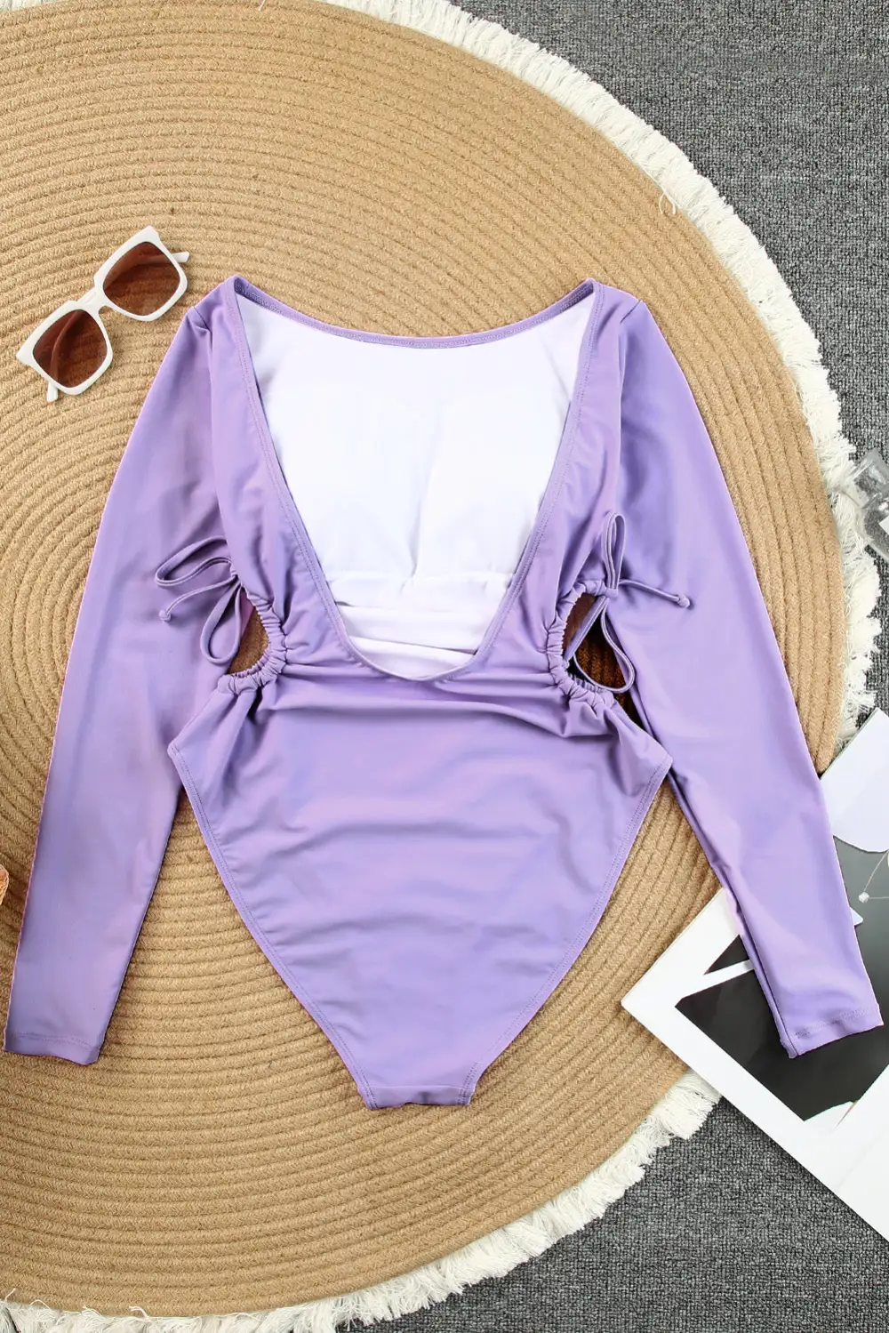 Swimwear Solid Drawstring Sheath Active Elegant Sexy Casual One Pieces