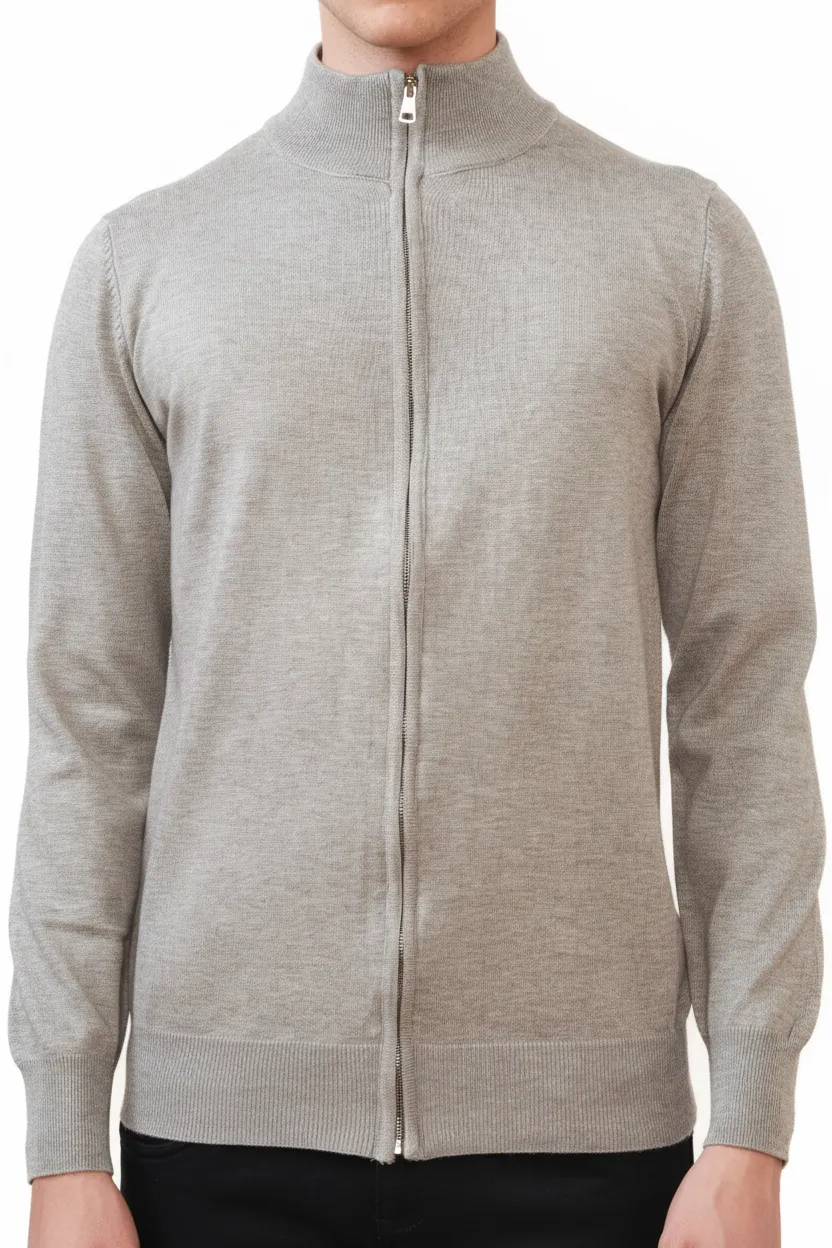 Refined Regular Fit Full Zip Viscose Knit Vest