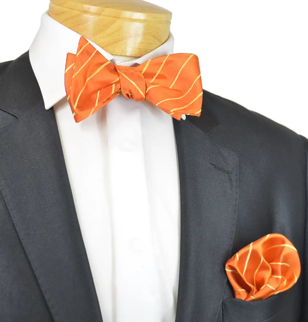 Ceremonial Striped Silk Bow Tie Set