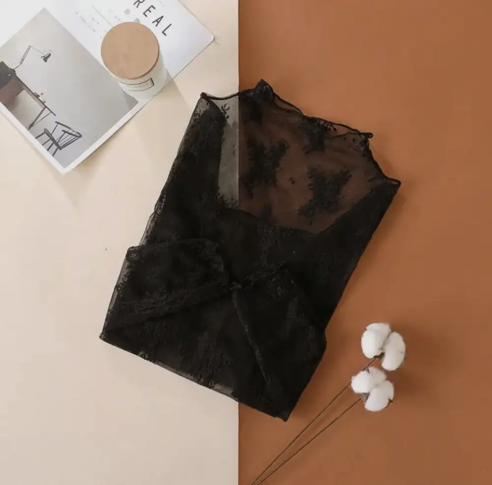 Lace Sheer Mesh Blouse
