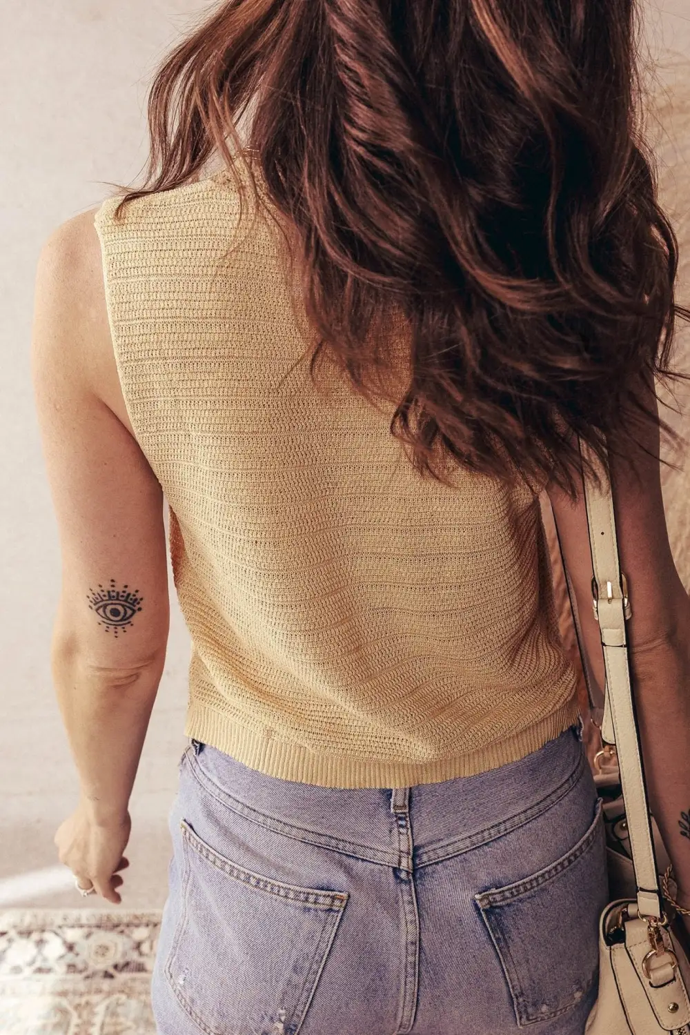 Hollow Trim Button Front Sweater Vest