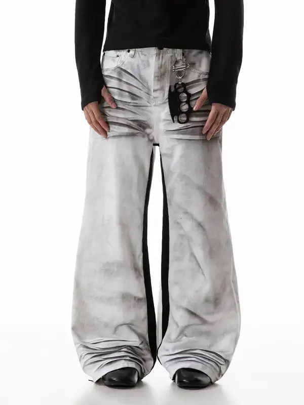 Graphic Washed Denim Pants