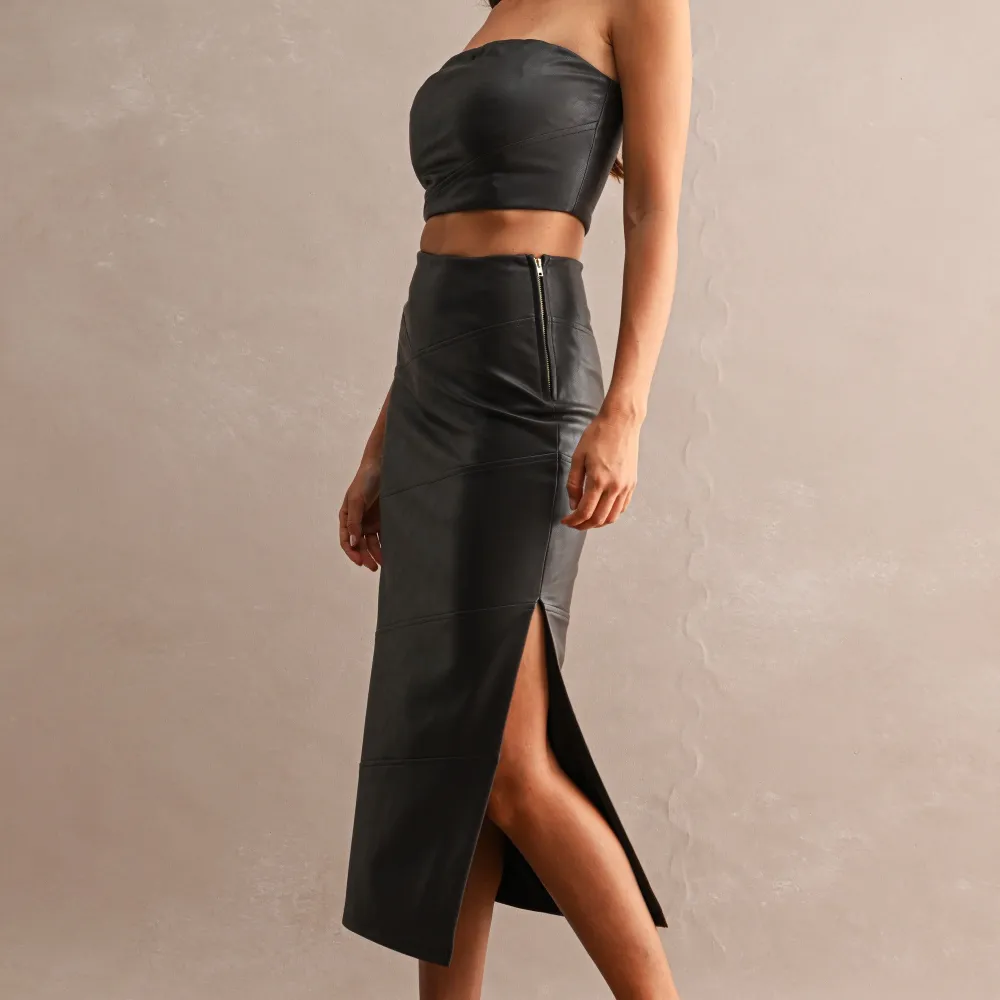 Leather Tube Top & Skirt Set