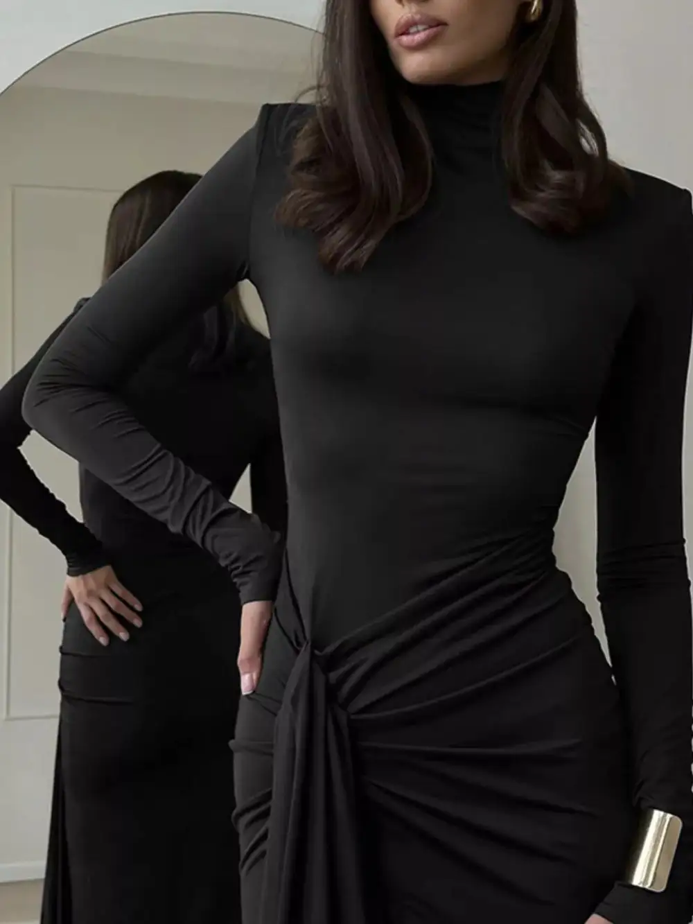 Finish Slit Long Sleeve Maxi Dress