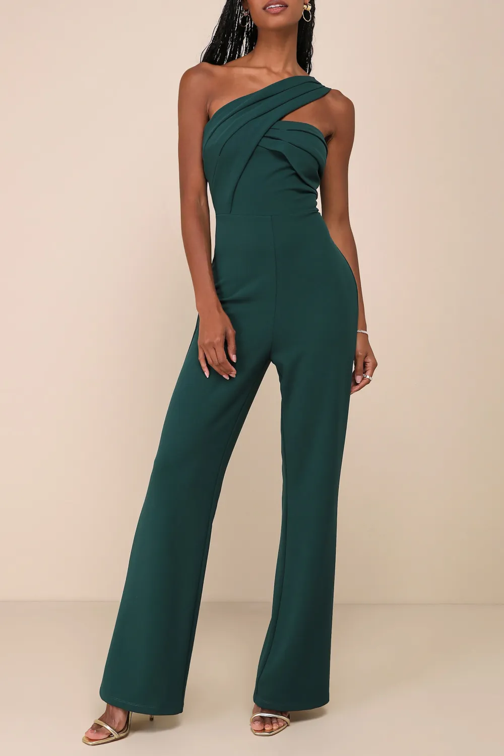 Casual Style One-Shoulder Sleeveless Jumpsuit