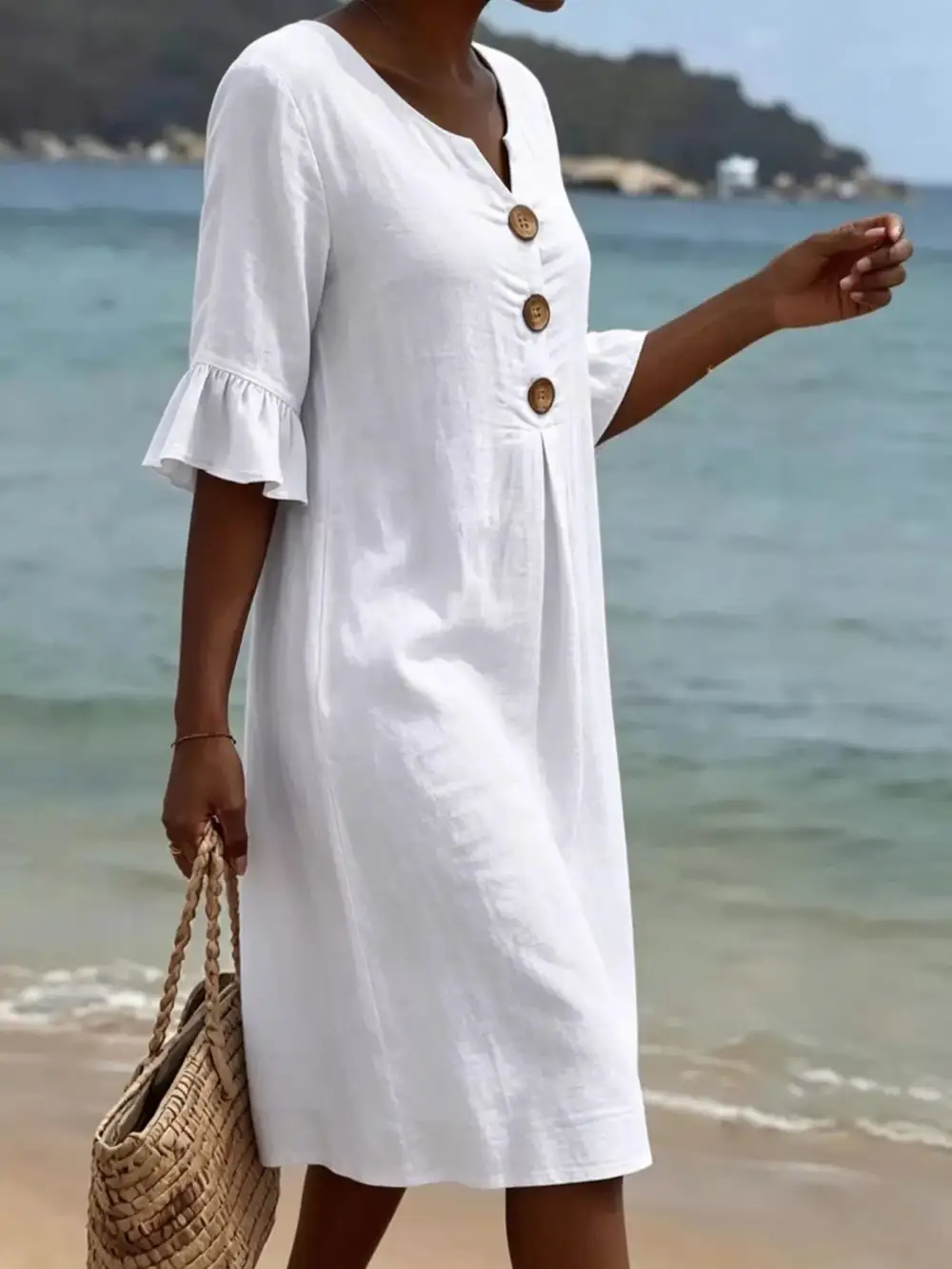 Button Dress Casual