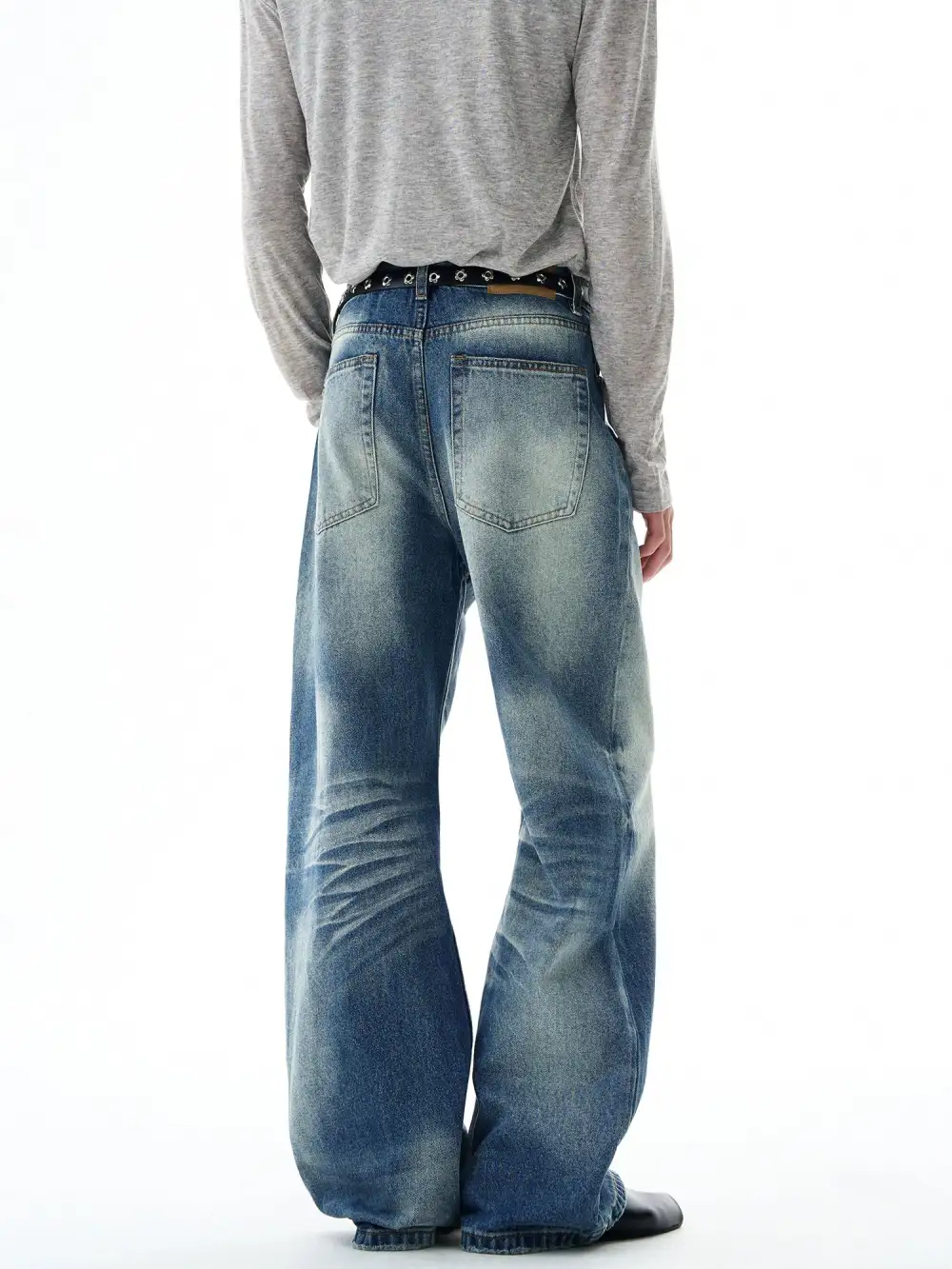 Flared Faded Washed Jeans