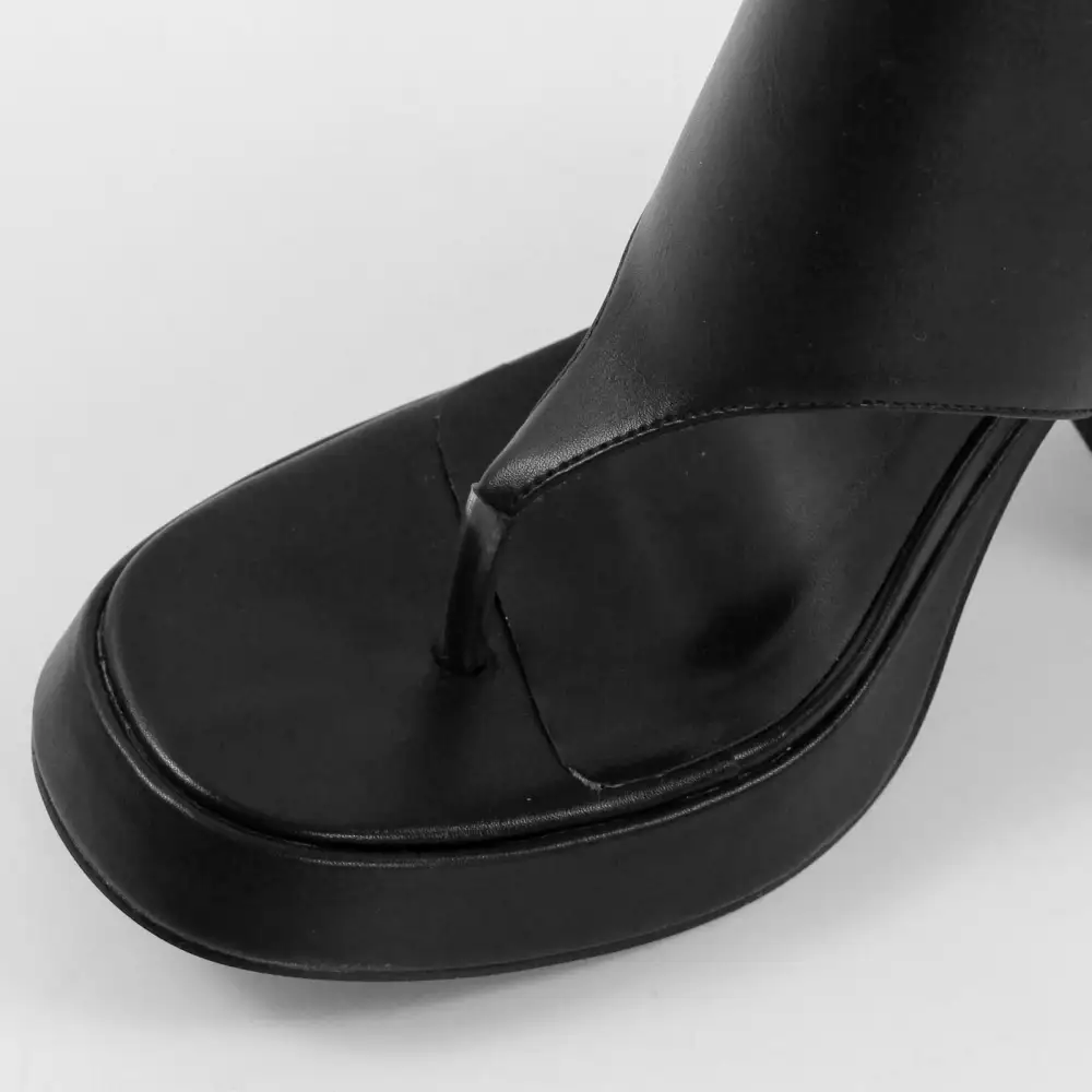 Square Toe Flip-Flops Ankle Chunky Heel Sandals