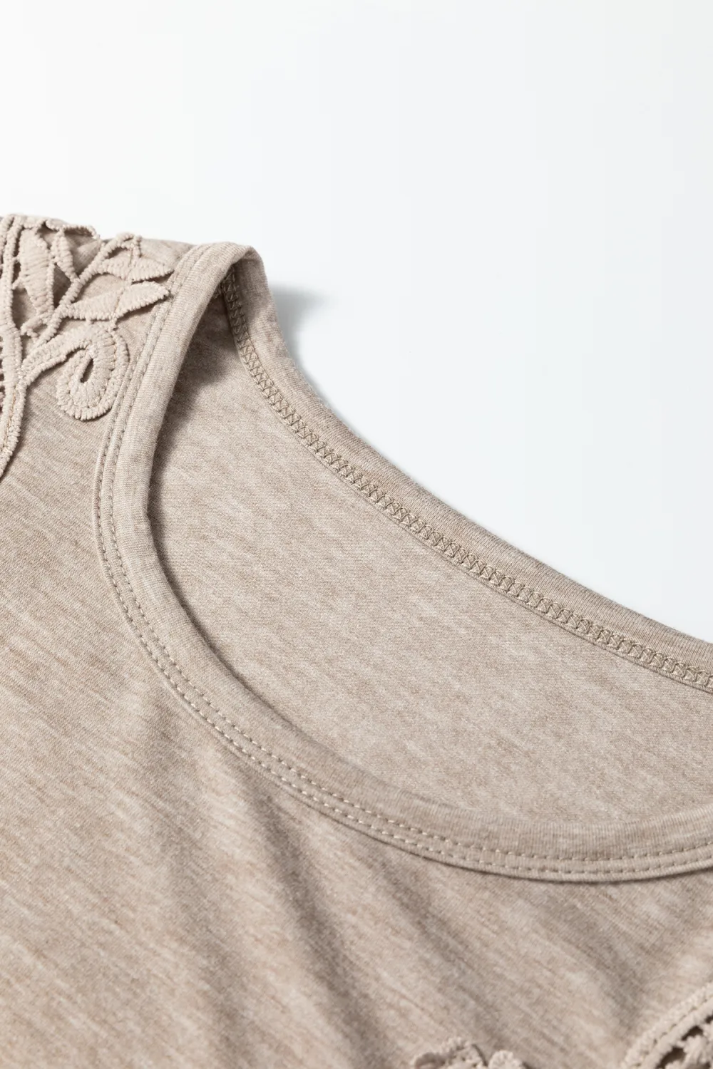 Smoke Gray Lace Patched Detail Tee