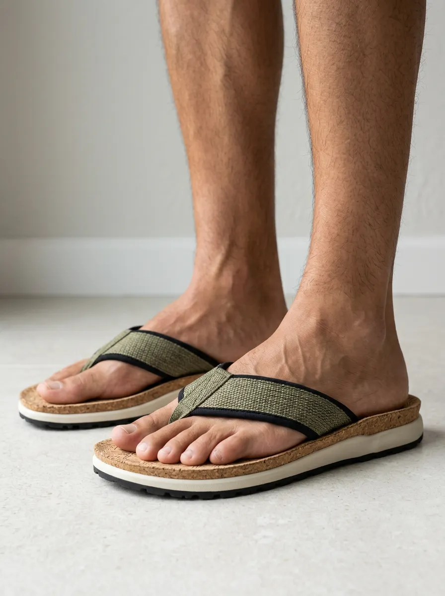Men's Classic Casual Cork Patterned Flip Flops