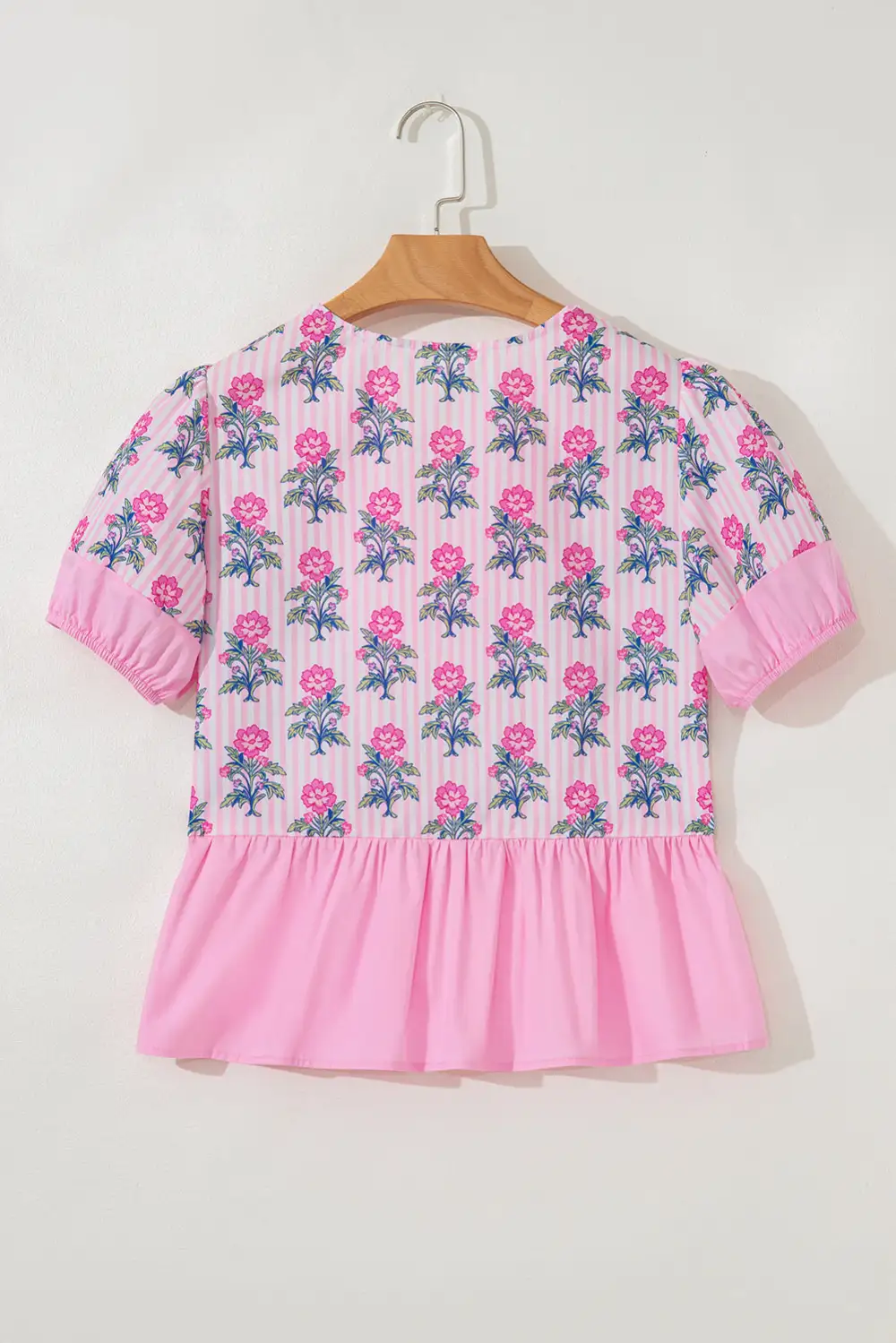 Everyday Striped Floral Ruffled Blouse