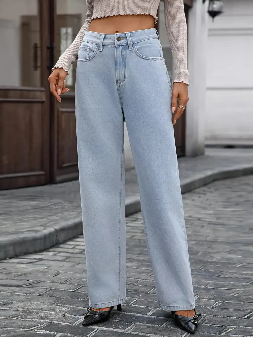 High-Waisted Wide Leg Jeans
