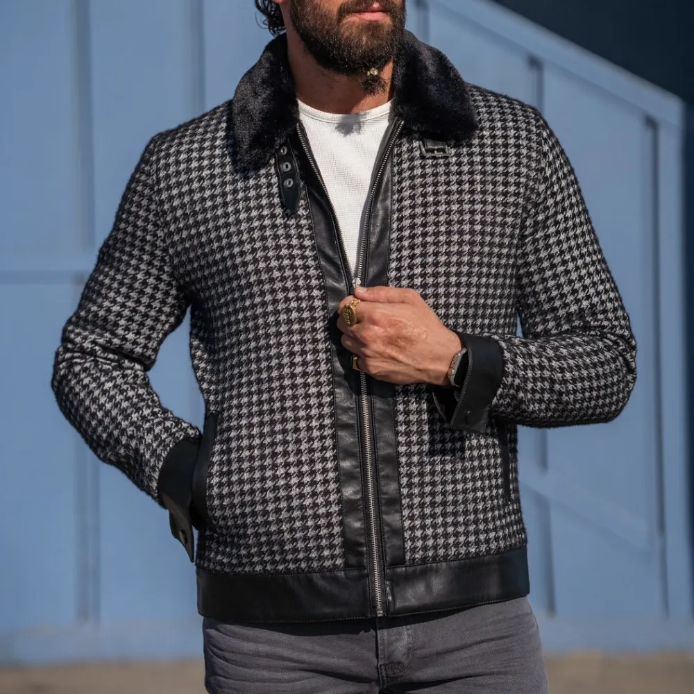 Slim Fit Wool Fur Detail Casual Jacket