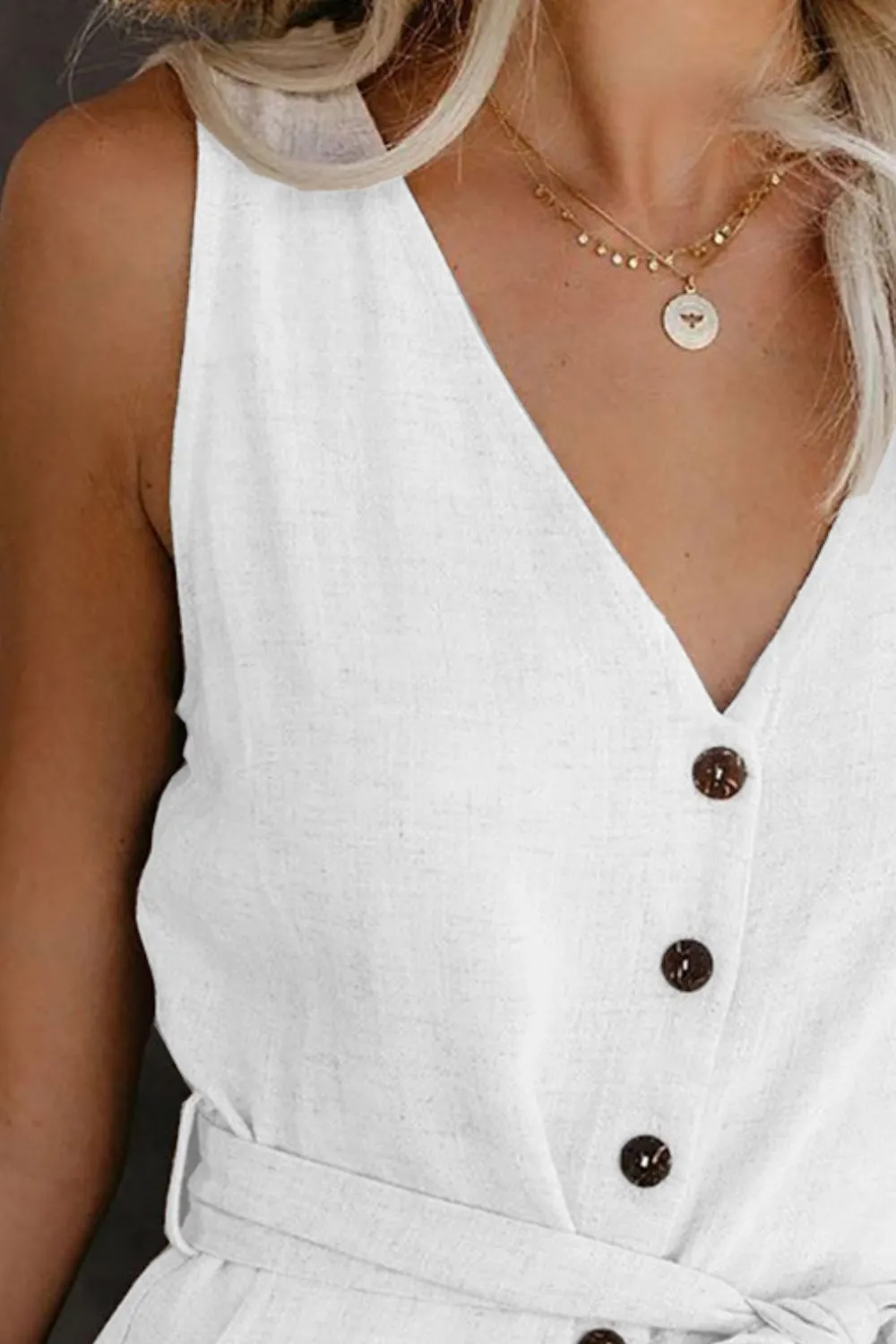 Tied Neck Pocket Romper
