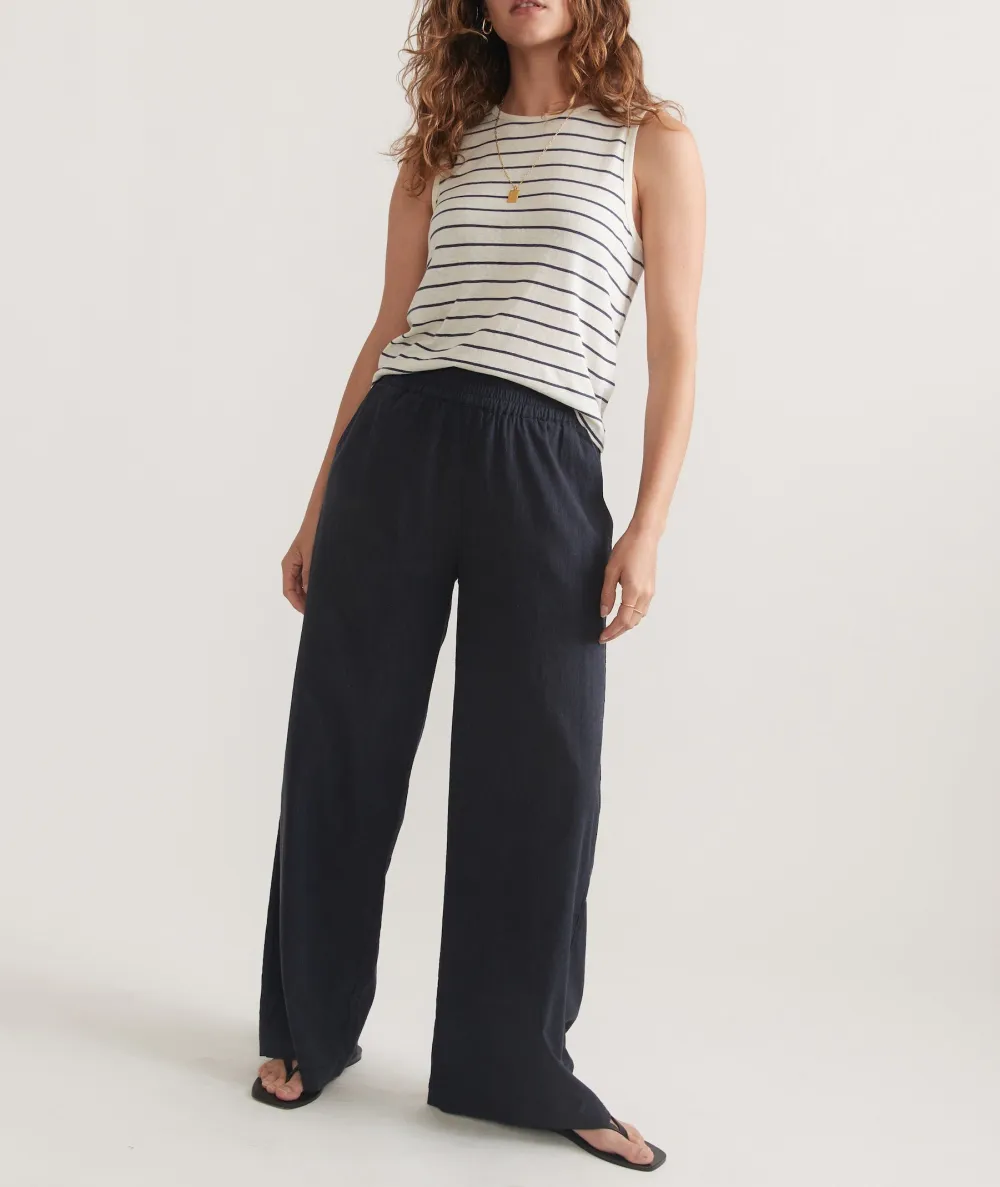 Hemp Blend Wide-Leg Trousers
