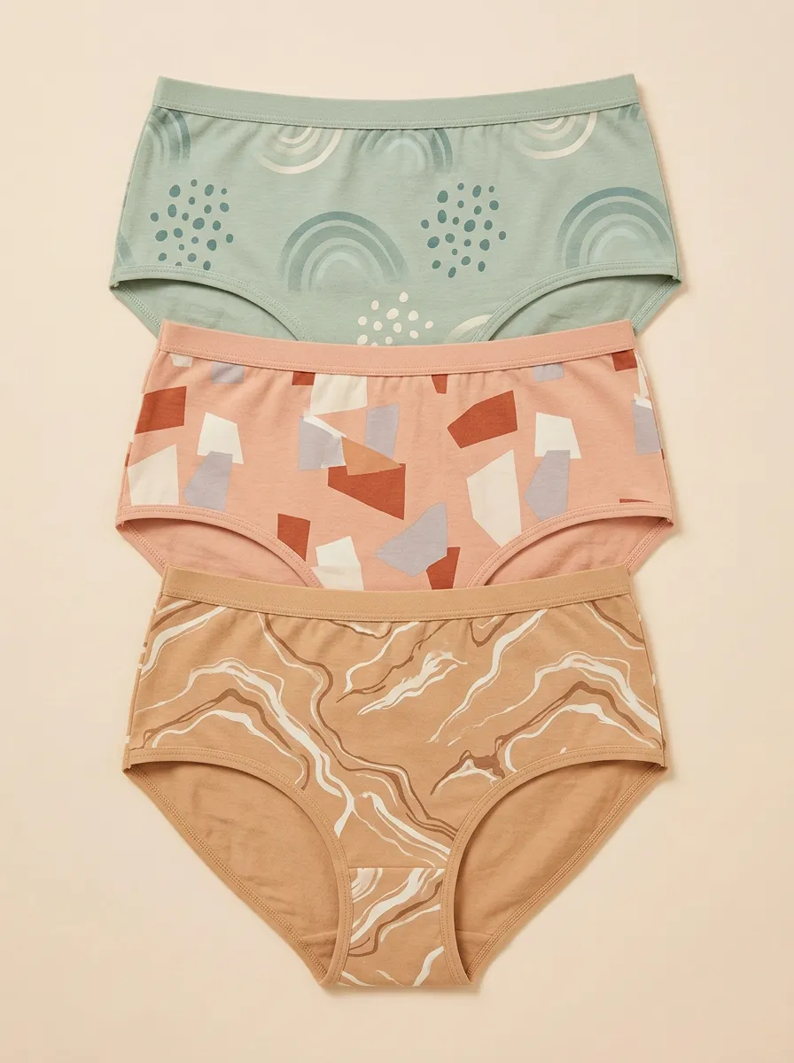 Mid Rise Marble Classic Printed Briefs Three Pack