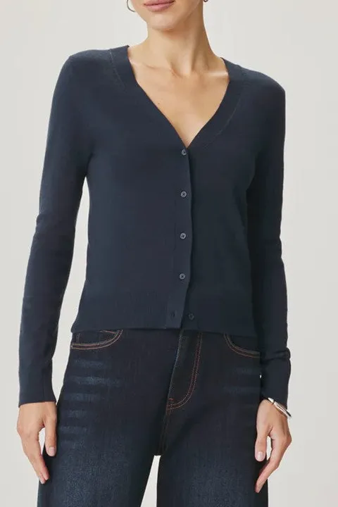 Navy Blue V-Neck Knit Cardigan