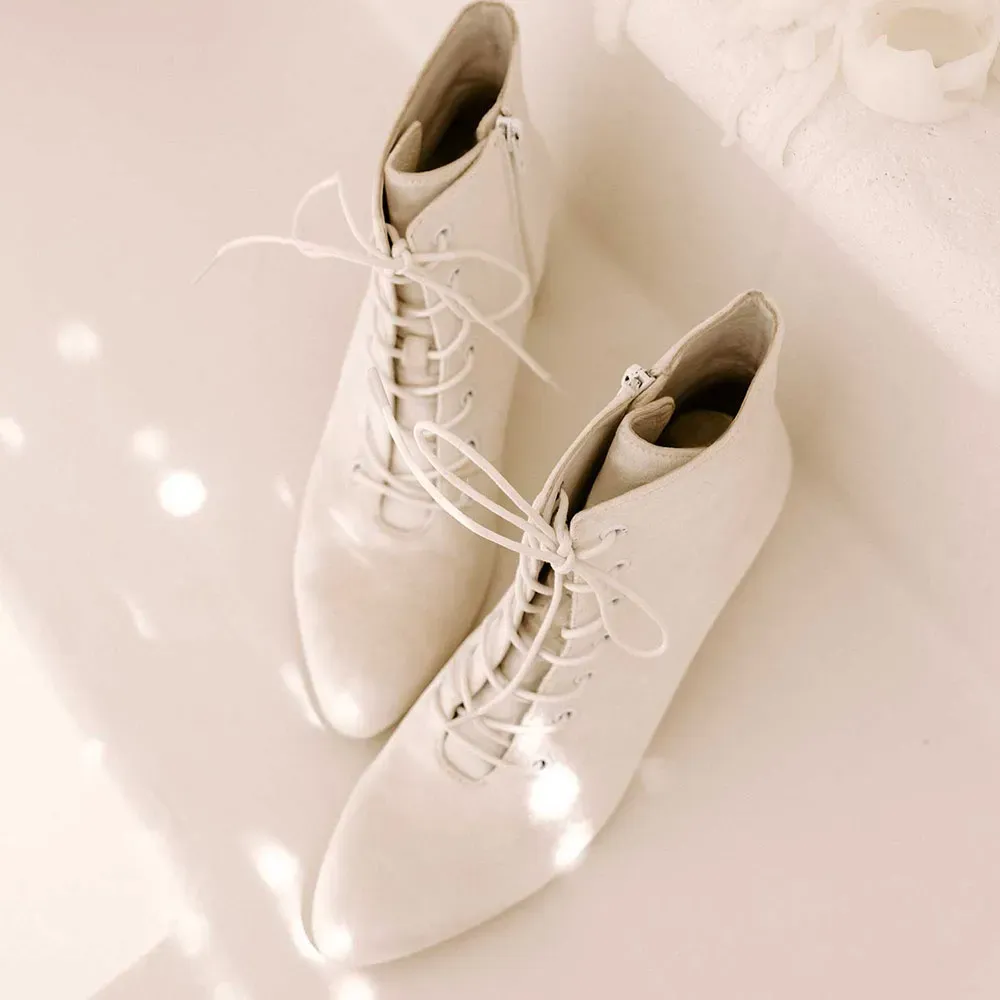 Lace-Up Zip-Up Block-Heel Platform Ankle Boots