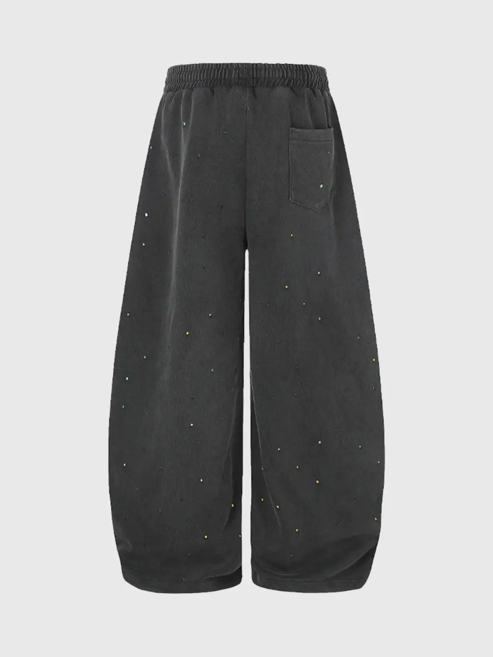 Wide-Leg Star-Graphic Washed Denim Pants