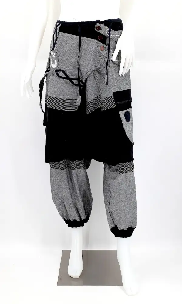Women's Layered Harem Patchwork Embroidered Pants
