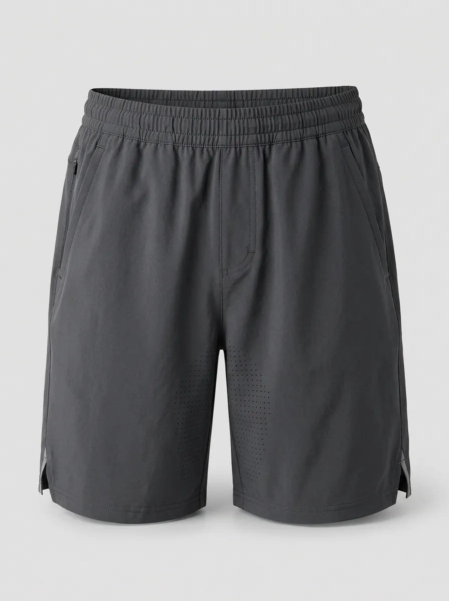 Men's Charcoal Grey Perforated Athletic Shorts