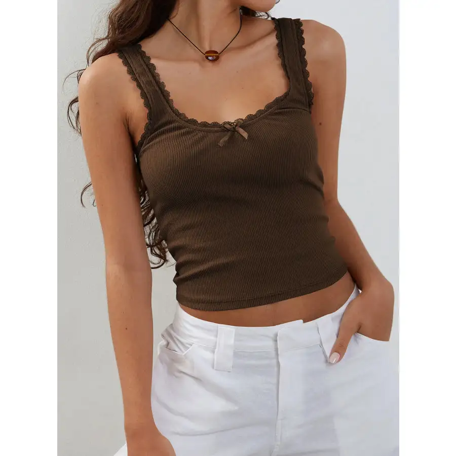 Lace Detail Square Neck Tank