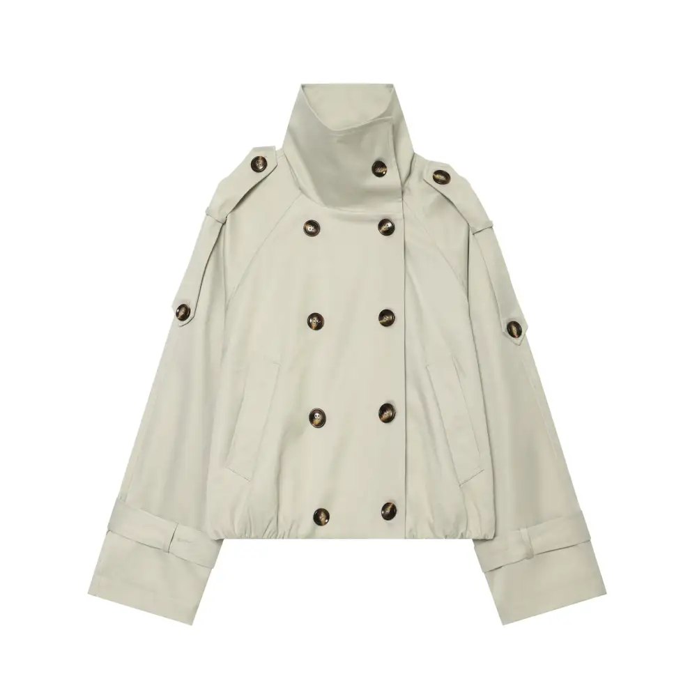 Polished Epaulette Detail Trench Coat