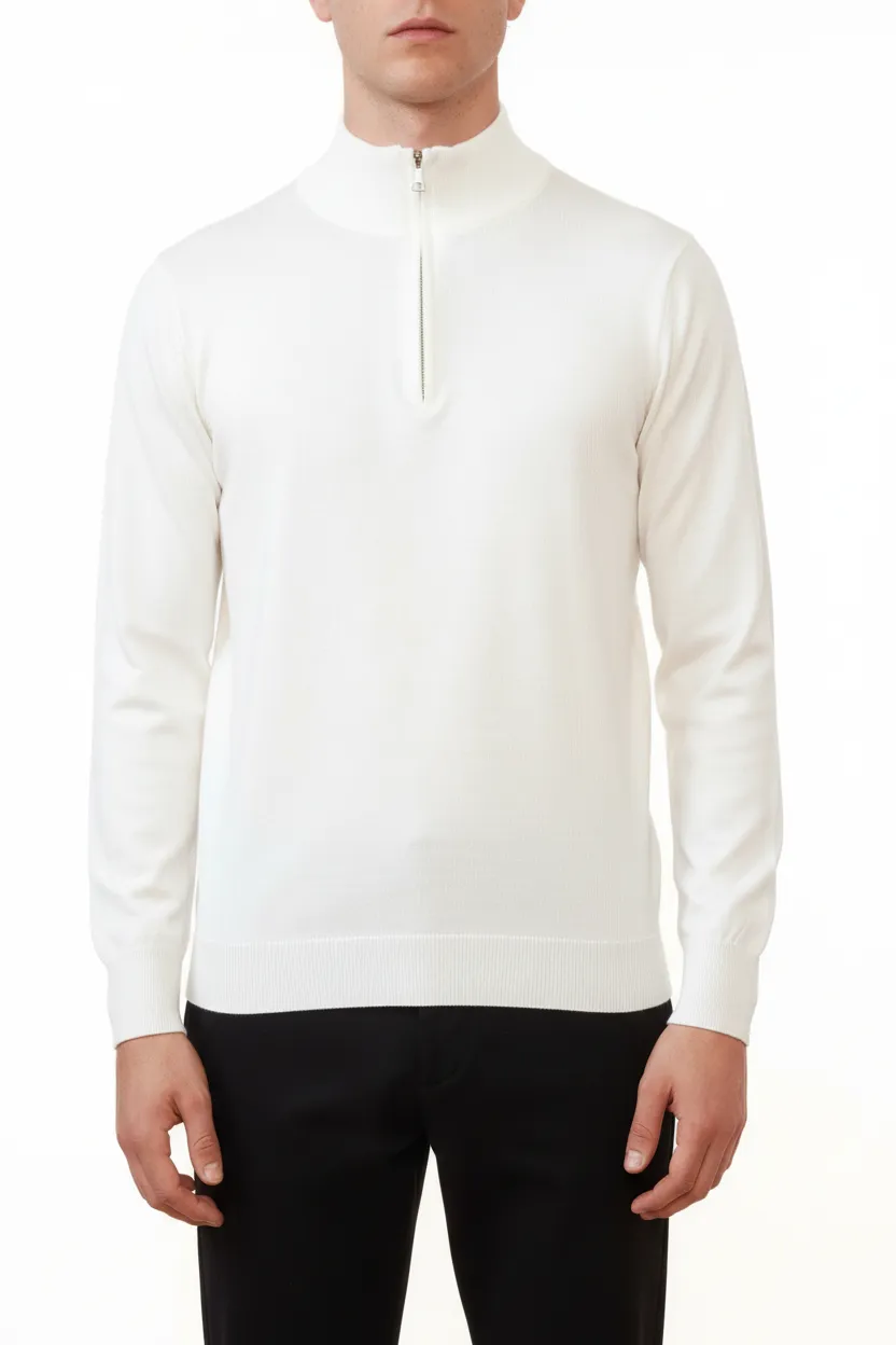 Modern Viscose Refined Half Zip Sweater