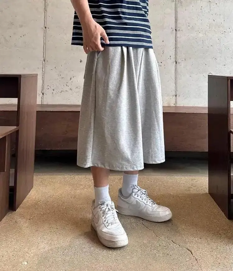 Draped Pleated Mid-Length Shorts